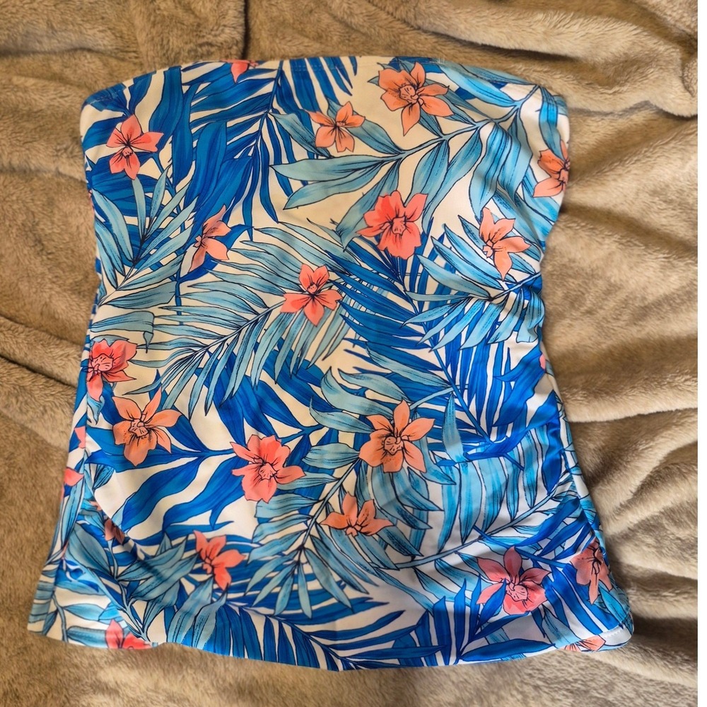 Mynah My Palm Shade Bandeaukini Top Blue Multi Floral Small NWT MNPST182